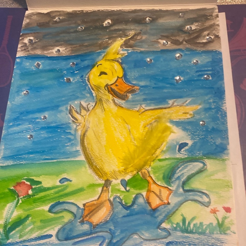 “Don’t forget to dance in the rain!” Hand painted watercolor on paper.